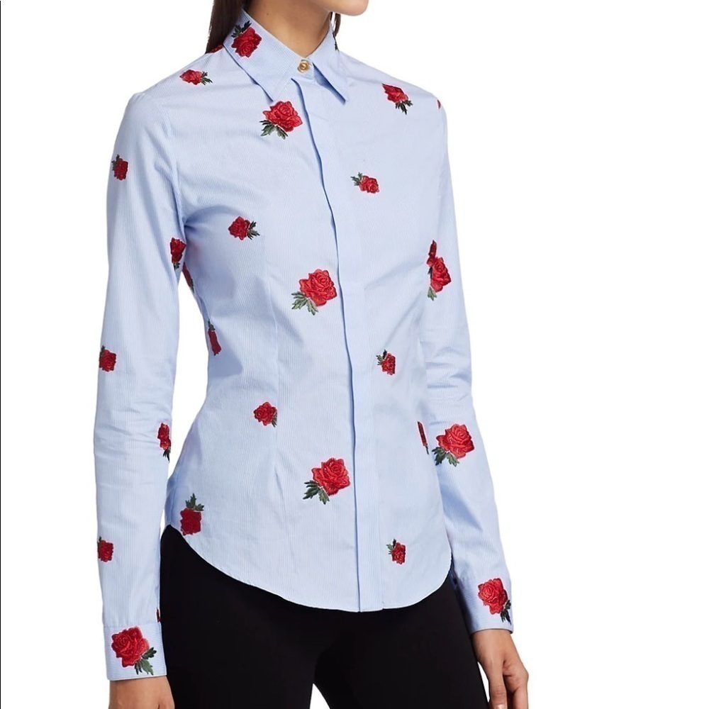 Versace rose-embroidered shirt